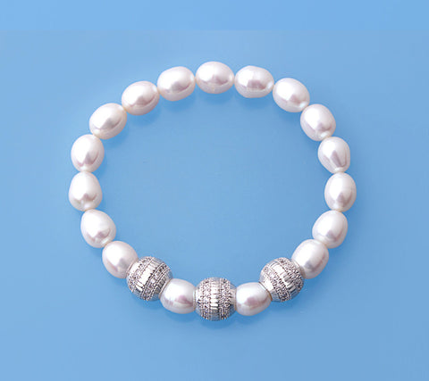 7.5-8mm Oval Shape Freshwater Pearl Bracelet with Copper Ball