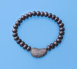 7.5-8mm Button Shape Freshwater Pearl Bracelet with Cubic Zirconia - Wing Wo Hing Jewelry Group - Pearl Jewelry Manufacturer