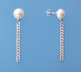 Sterling Silver Earrings with  9.5-10mm Button Shape Freshwater Pearl - Wing Wo Hing Jewelry Group - Pearl Jewelry Manufacturer - 1