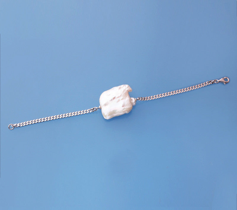 Sterling Silver Bracelet with 24*32mm Baroque Shape Freshwater Pearl - Wing Wo Hing Jewelry Group - Pearl Jewelry Manufacturer