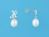 Initial Alphabet A-Z Pearl Earrings