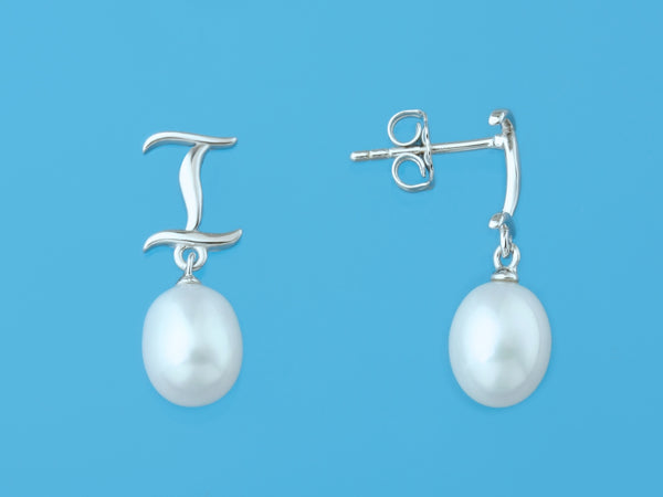 Initial Alphabet A-Z Pearl Earrings