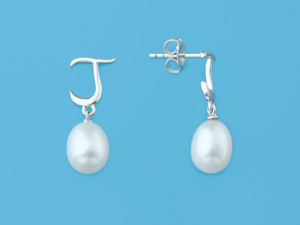 Initial Alphabet A-Z Pearl Earrings