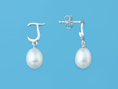 Initial Alphabet A-Z Pearl Earrings