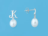 Initial Alphabet A-Z Pearl Earrings