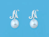 Initial Alphabet A-Z Pearl Earrings