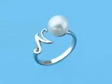 Initial Alphabet Pearl Silver Ring