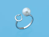 Initial Alphabet Pearl Silver Ring