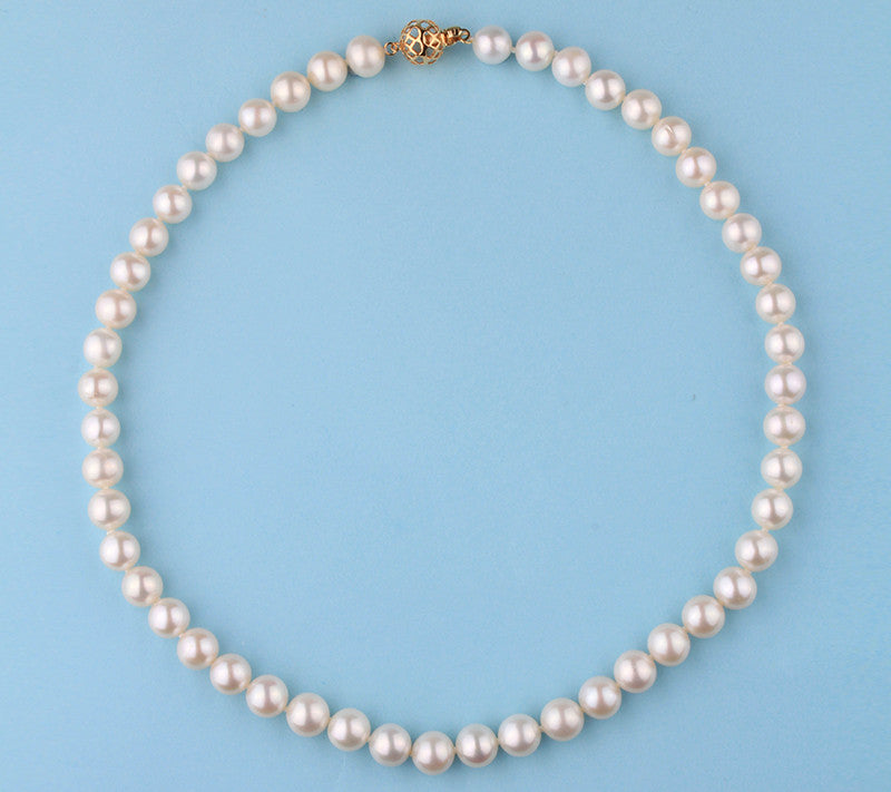 14K Gold Necklace with 8.5-9.5mm Potato Shape Freshwater Pearl - Wing Wo Hing Jewelry Group - Pearl Jewelry Manufacturer