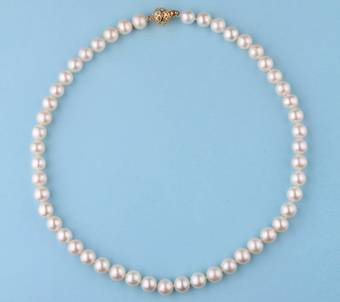 14K Gold Necklace with 8.5-9.5mm Potato Shape Freshwater Pearl