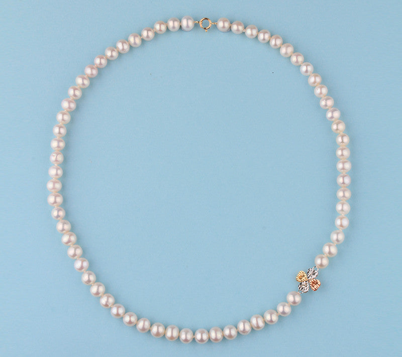 14K Gold Necklace with 6.5-7mm Potato Shape Freshwater Pearl - Wing Wo Hing Jewelry Group - Pearl Jewelry Manufacturer
