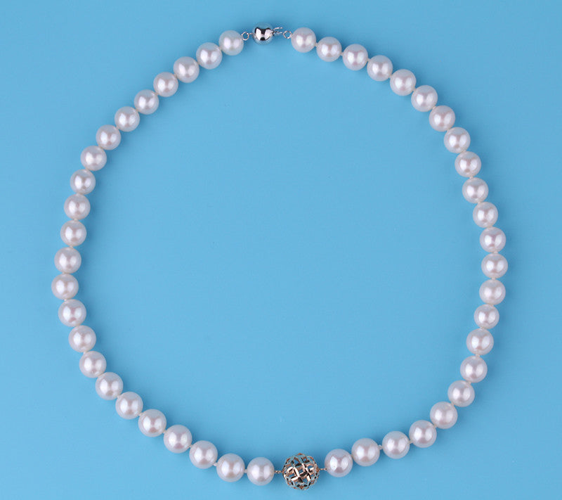 14K Gold Necklace with 8.5-9.5mm Round Shape Freshwater Pearl - Wing Wo Hing Jewelry Group - Pearl Jewelry Manufacturer