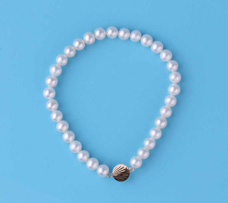 14K Gold Bracelet with 5-5.5mm Round Shape Freshwater Pearl - Wing Wo Hing Jewelry Group - Pearl Jewelry Manufacturer