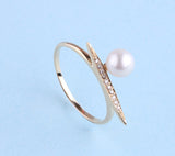 14K Yellow Gold Ring with Freshwater Pearl and Diamond - Wing Wo Hing Jewelry Group - Pearl Jewelry Manufacturer