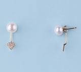 14K Yellow Gold with Freshwater Pearl and Diamond Earrings - Wing Wo Hing Jewelry Group - Pearl Jewelry Manufacturer