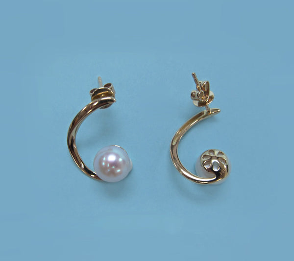 14K Yellow Gold Freshwater Pearl Earrings - Wing Wo Hing Jewelry Group - Pearl Jewelry Manufacturer