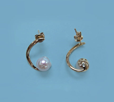 14K Yellow Gold Freshwater Pearl Earrings