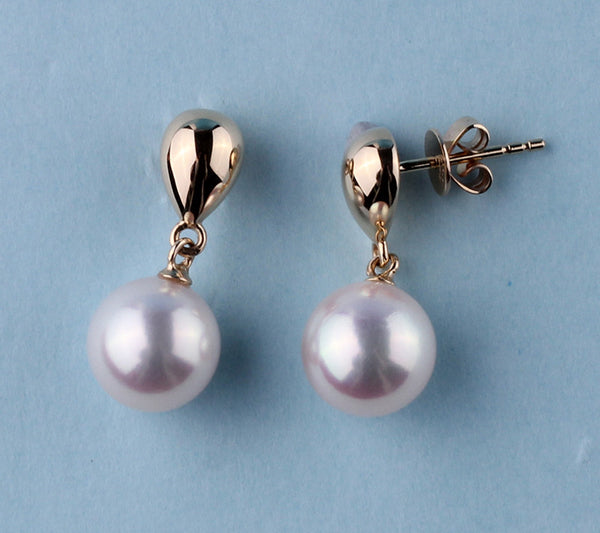 14K Yellow Gold Akoya Pearl Earrings - Wing Wo Hing Jewelry Group - Pearl Jewelry Manufacturer