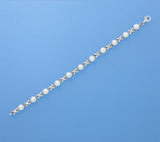 Sterling Silver Bracelet with 6.5-7mm Button Shape Freshwater Pearl - Wing Wo Hing Jewelry Group - Pearl Jewelry Manufacturer