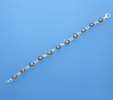Sterling Silver Bracelet with 7-7.5mm Button Shape Freshwater Pearl - Wing Wo Hing Jewelry Group - Pearl Jewelry Manufacturer