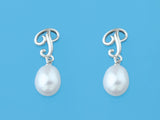 Initial Alphabet A-Z Pearl Earrings
