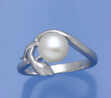 Sterling Silver Ring with 8-8.5mm Button Shape Freshwater Pearl - Wing Wo Hing Jewelry Group - Pearl Jewelry Manufacturer