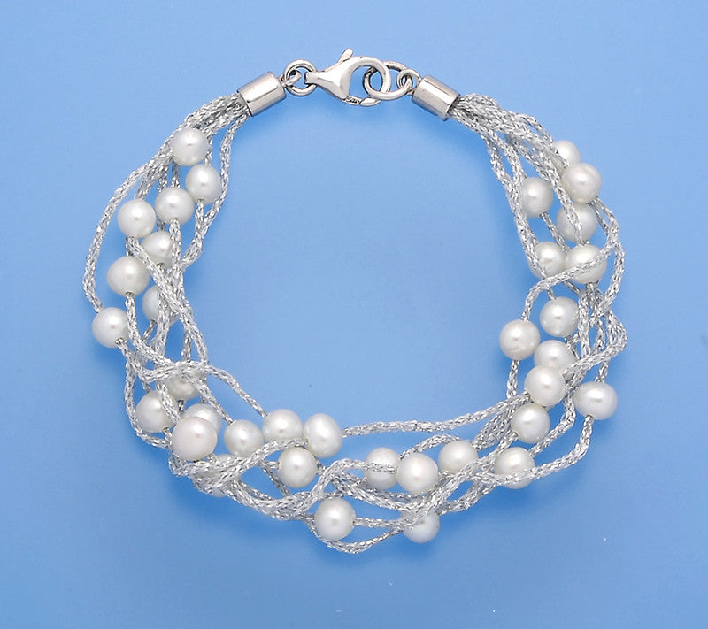 Sterling Silver Bracelet with 4.5-5mm Potato Shape Freshwater Pearl - Wing Wo Hing Jewelry Group - Pearl Jewelry Manufacturer