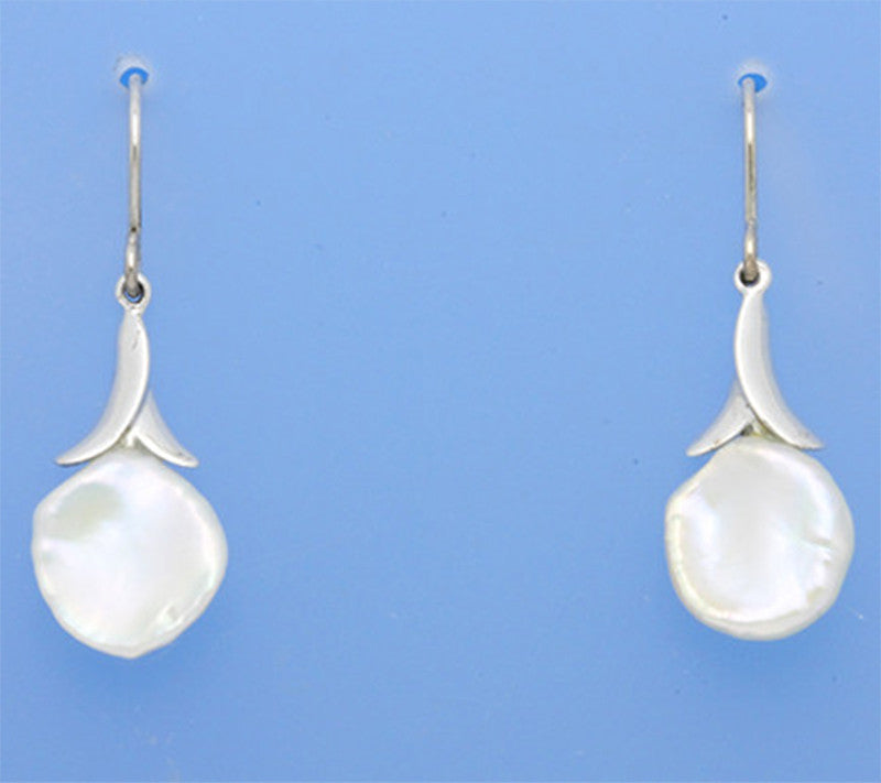 Sterling Silver Earrings with 11-11.5mm Keshi Shape Freshwater Pearl - Wing Wo Hing Jewelry Group - Pearl Jewelry Manufacturer