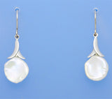 Sterling Silver Earrings with 11-11.5mm Keshi Shape Freshwater Pearl - Wing Wo Hing Jewelry Group - Pearl Jewelry Manufacturer