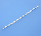 Sterling Silver Bracelet with 5-5.5mm Button Shape Freshwater Pearl and Cubic Zirconia - Wing Wo Hing Jewelry Group - Pearl Jewelry Manufacturer