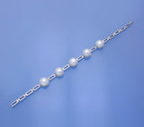 Sterling Silver Bracelet with Button Shape Freshwater Pearl - Wing Wo Hing Jewelry Group - Pearl Jewelry Manufacturer