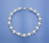 Sterling Silver Bracelet with 7-7.5mm Button Shape Freshwater Pearl - Wing Wo Hing Jewelry Group - Pearl Jewelry Manufacturer