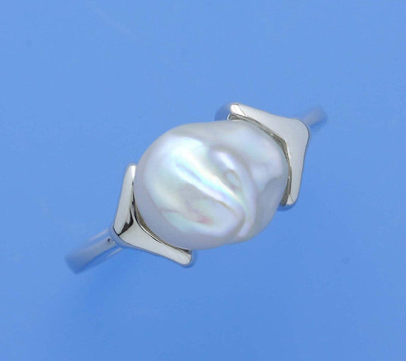 Sterling Silver Ring with 8-8.5mm Baroque Shape Freshwater Pearl - Wing Wo Hing Jewelry Group - Pearl Jewelry Manufacturer