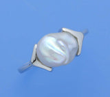 Sterling Silver Ring with 8-8.5mm Baroque Shape Freshwater Pearl - Wing Wo Hing Jewelry Group - Pearl Jewelry Manufacturer