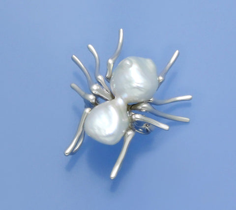 Sterling Silver Brooch with Keshi Shape Freshwater Pearl