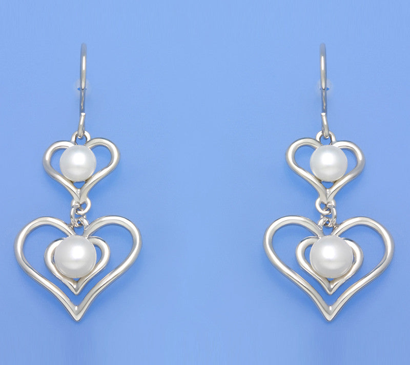 Sterling Silver Earrings with 5-6.5mm Button Shape Freshwater Pearl - Wing Wo Hing Jewelry Group - Pearl Jewelry Manufacturer