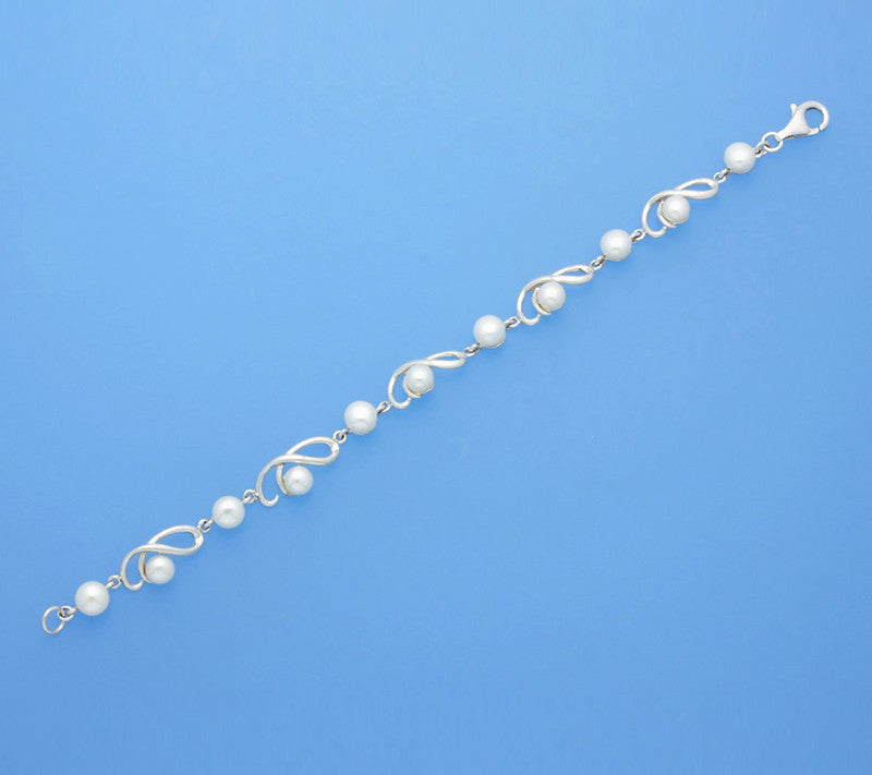 Sterling Silver Bracelet with Button Shape Freshwater Pearl - Wing Wo Hing Jewelry Group - Pearl Jewelry Manufacturer