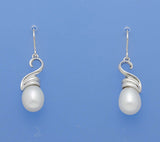 Sterling Silver Earrings with 9-9.5mm Drop Shape Freshwater Pearl - Wing Wo Hing Jewelry Group - Pearl Jewelry Manufacturer