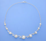 Sterling Silver Necklace with Button Shape Freshwater Pearl - Wing Wo Hing Jewelry Group - Pearl Jewelry Manufacturer
