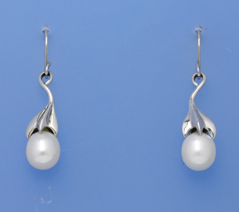 Sterling Silver Earrings with 8-8.5mm Oval Shape Freshwater Pearl - Wing Wo Hing Jewelry Group - Pearl Jewelry Manufacturer
