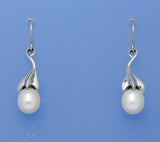 Sterling Silver Earrings with 8-8.5mm Oval Shape Freshwater Pearl - Wing Wo Hing Jewelry Group - Pearl Jewelry Manufacturer