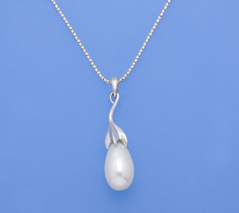 Sterling Silver Pendant with 10-10.5mm Oval Shape Freshwater Pearl