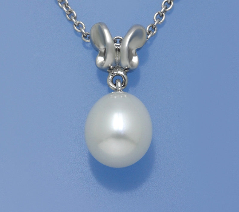 Sterling Silver Pendant with 8.5-9mm Oval Shape Freshwater Pearl - Wing Wo Hing Jewelry Group - Pearl Jewelry Manufacturer