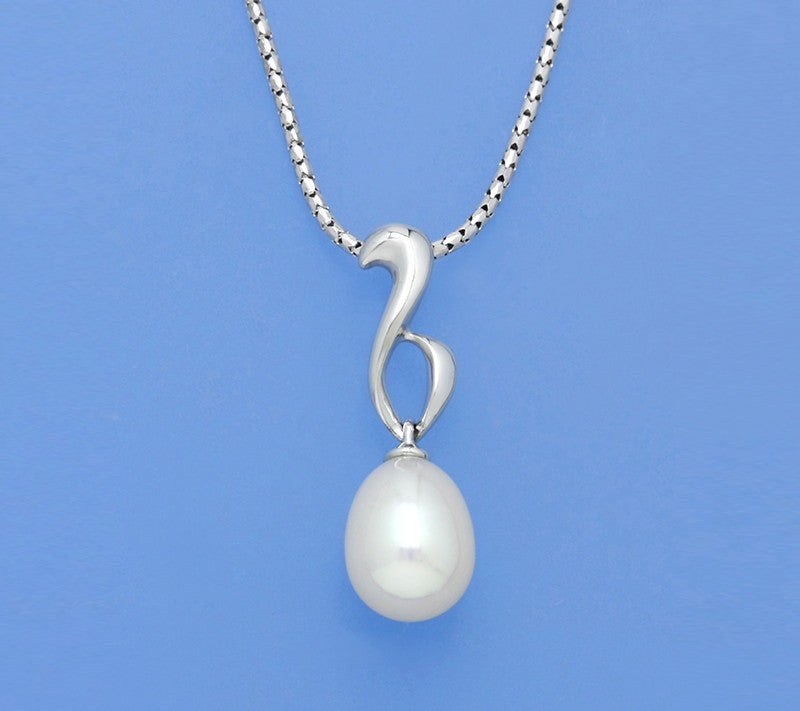 Sterling Silver Pendant with 8-8.5mm Oval Shape Freshwater Pearl - Wing Wo Hing Jewelry Group - Pearl Jewelry Manufacturer