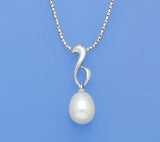 Sterling Silver Pendant with 8-8.5mm Oval Shape Freshwater Pearl - Wing Wo Hing Jewelry Group - Pearl Jewelry Manufacturer