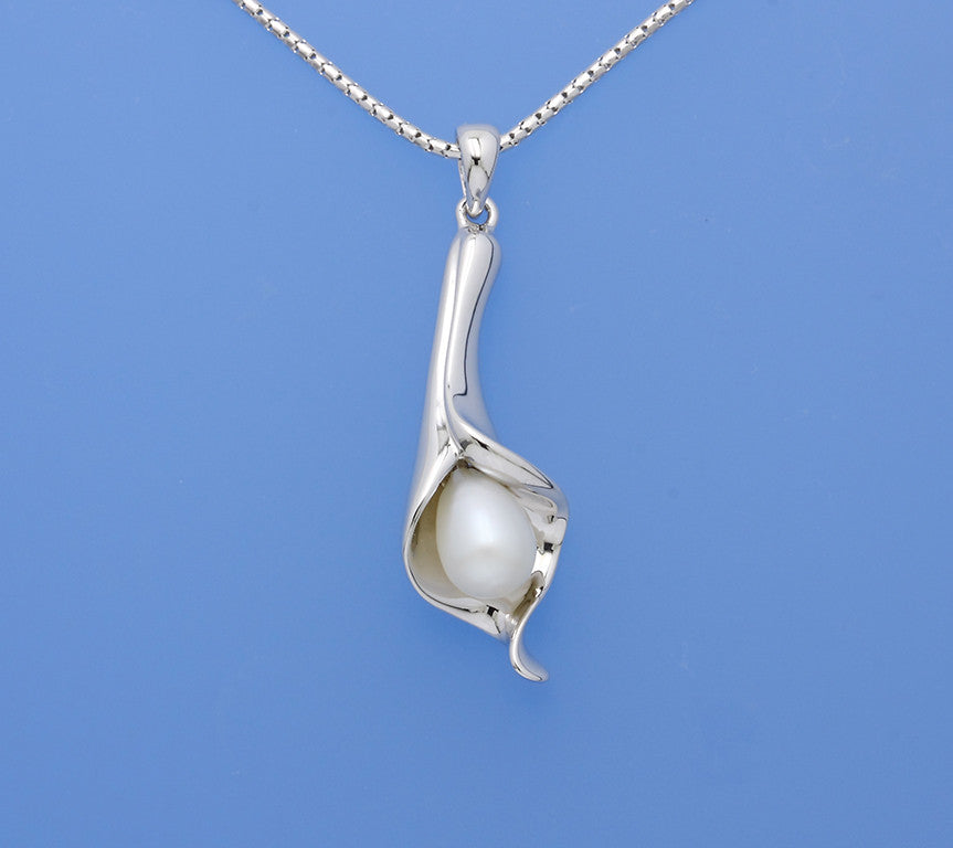Sterling Silver Pendant with 6.5-7mm Drop Shape Freshwater Pearl - Wing Wo Hing Jewelry Group - Pearl Jewelry Manufacturer