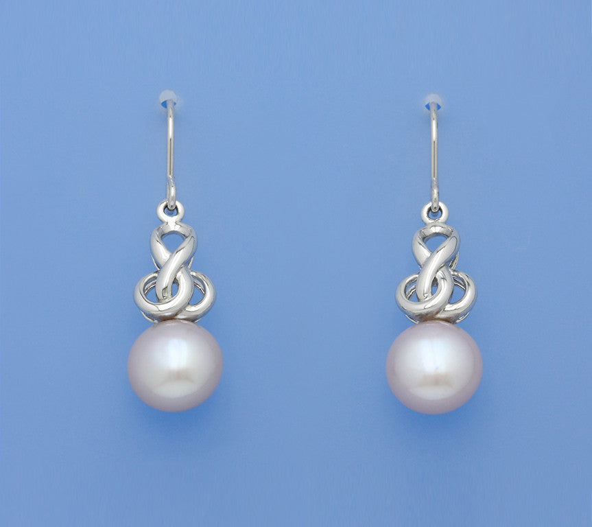 Sterling Silver Earrings with 10-10.5mm Button Shape Freshwater Pearl - Wing Wo Hing Jewelry Group - Pearl Jewelry Manufacturer