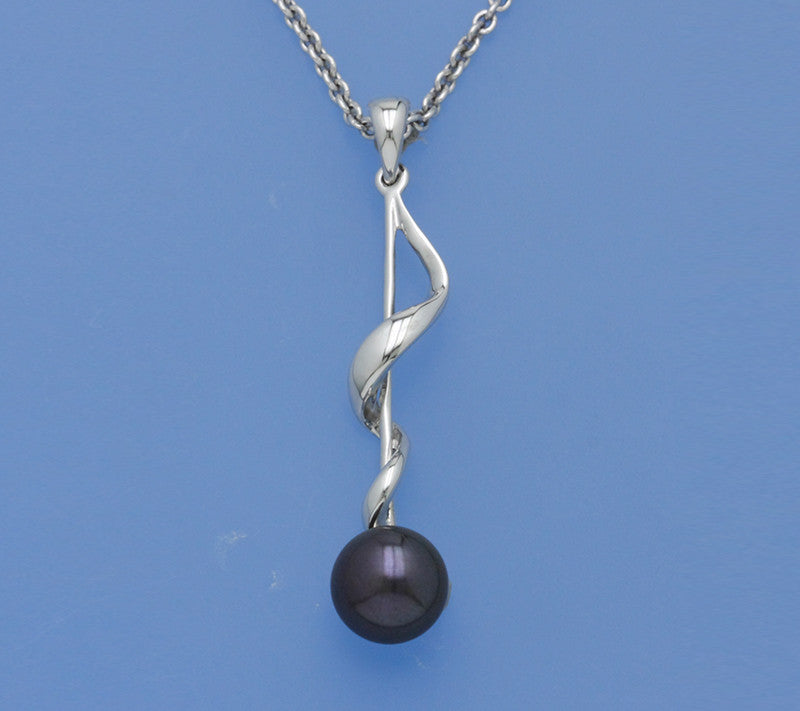 Sterling Silver Pendant with 8-8.5mm Button Shape Freshwater Pearl - Wing Wo Hing Jewelry Group - Pearl Jewelry Manufacturer
