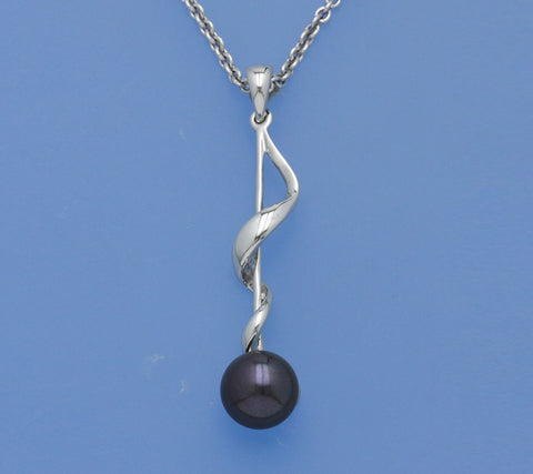 Sterling Silver Pendant with 8-8.5mm Button Shape Freshwater Pearl