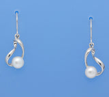 Sterling Silver Earrings with 6-6.5mm Button Shape Freshwater Pearl - Wing Wo Hing Jewelry Group - Pearl Jewelry Manufacturer